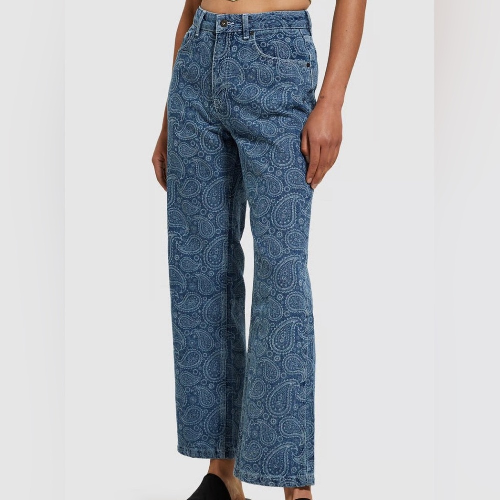 The Ragged Priest Rapture Straight Jeans | Blue Paisley Print Denim | Size 30 - Picture 2 of 7